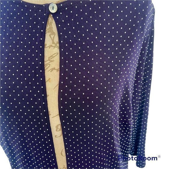 Drapers & Damon Cover up Blouse Top One Button Size 1X Plus Polka Dots Blue - Picture 6 of 12